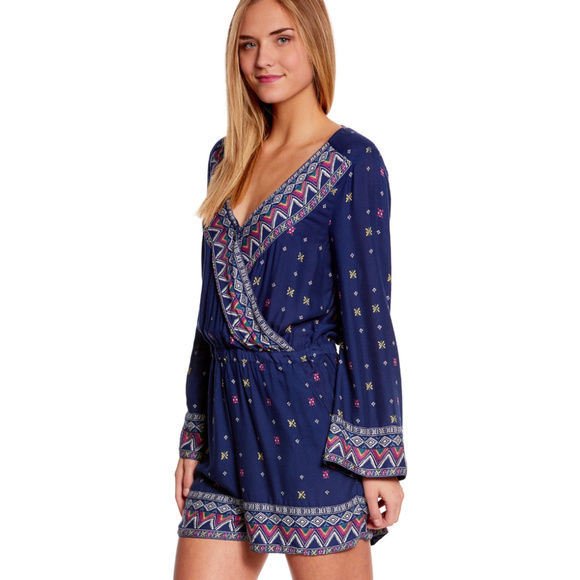 ROXY BLUE KANTHA PATTERN ROMPER SIZE LARGE - Picture 3 of 3